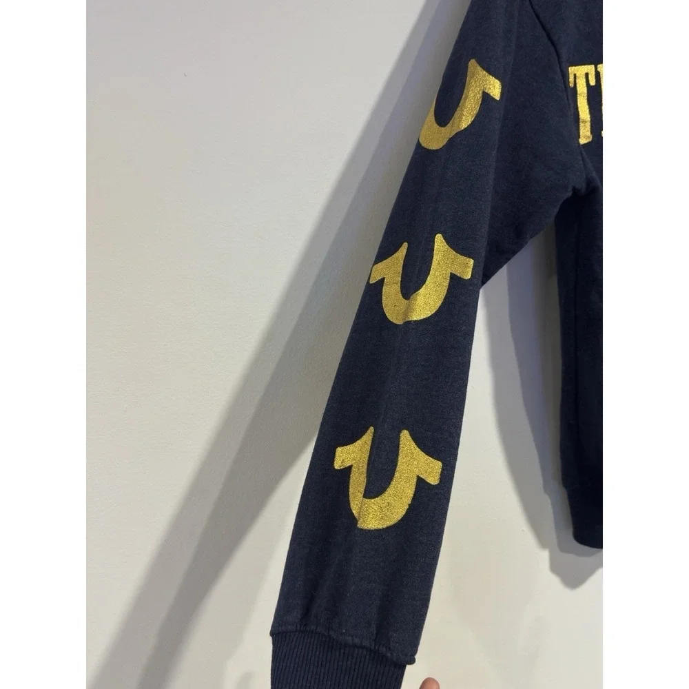 True Religion Mens Loungewear All Over Print Pullover Hoodie TRHD102 Navy-Size S